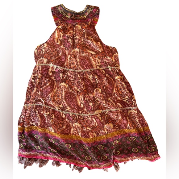 NWOT Sundance Bohemian Paisley Print Dress Tasseled - Picture 3 of 5